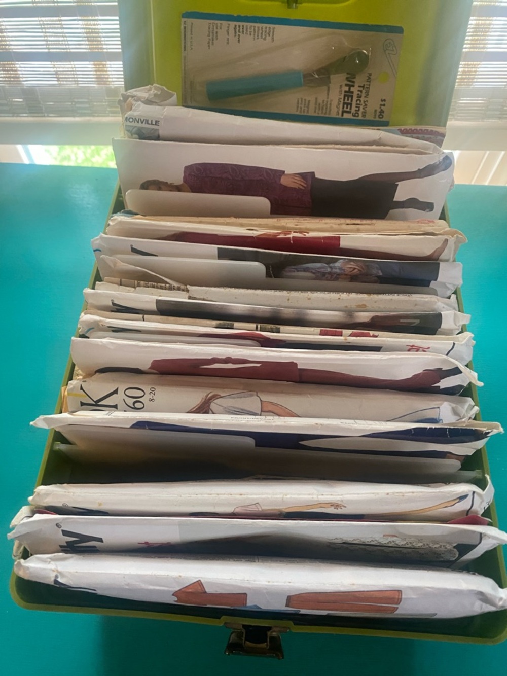 Sewing Pattern Lot in Green Storage Case